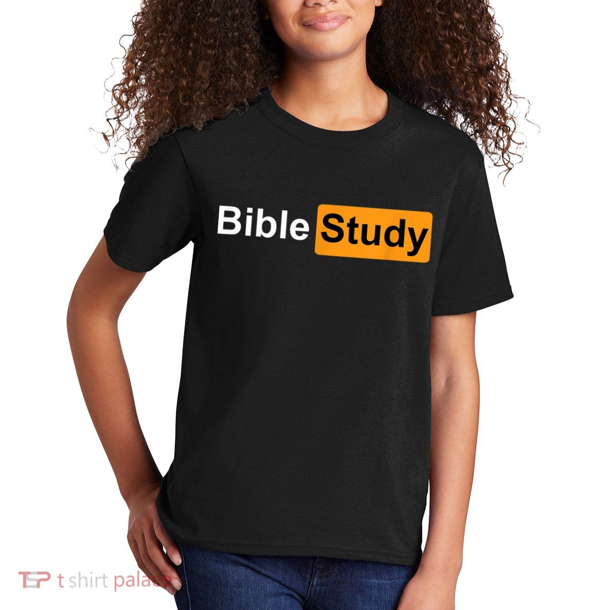 Bible Study Hub Logo Funny Sarcastic Adult Humor Kids T-Shirt