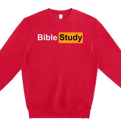 Bible Study Hub Logo Funny Sarcastic Adult Humor Premium Crewneck Sweatshirt