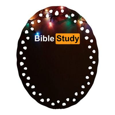 Bible Study Hub Logo Funny Sarcastic Adult Humor Ceramic Oval Ornament