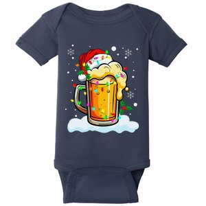 Beer Santa Hat Merry Christmas Drinking Baby Bodysuit