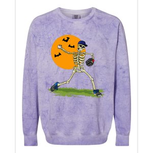 Baseball Skeleton Halloween Baseball Colorblast Crewneck Sweatshirt