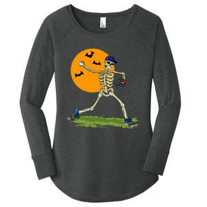 Baseball Skeleton Halloween Baseball Women's Perfect Tri Tunic Long Sleeve Shirt