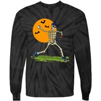 Baseball Skeleton Halloween Baseball Tie-Dye Long Sleeve Shirt