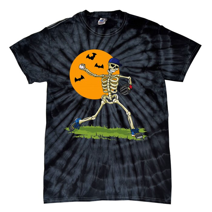 Baseball Skeleton Halloween Baseball Tie-Dye T-Shirt