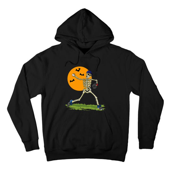 Baseball Skeleton Halloween Baseball Tall Hoodie