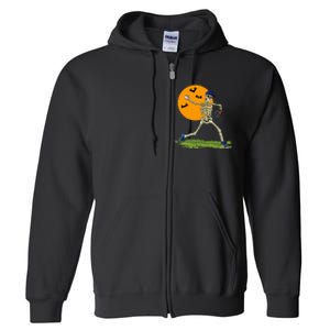 Baseball Skeleton Halloween Baseball Full Zip Hoodie