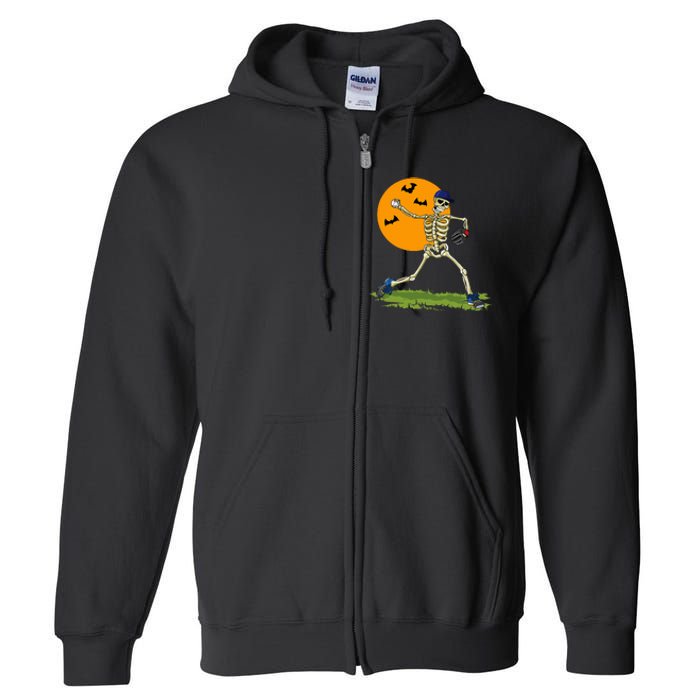 Baseball Skeleton Halloween Baseball Full Zip Hoodie