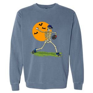 Baseball Skeleton Halloween Baseball Garment-Dyed Sweatshirt