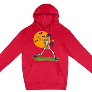 Baseball Skeleton Halloween Baseball Premium Pullover Hoodie