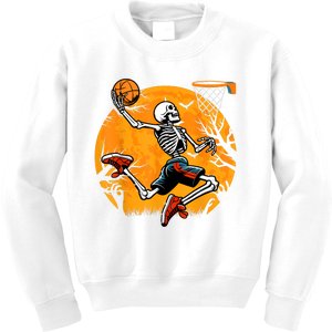 Basketball Skeleton Halloween Spooky Boy Basketball Player Kids Sweatshirt