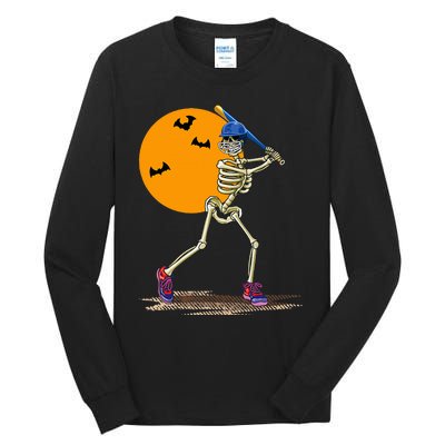 Baseball Skeleton Halloween Baseball Tall Long Sleeve T-Shirt