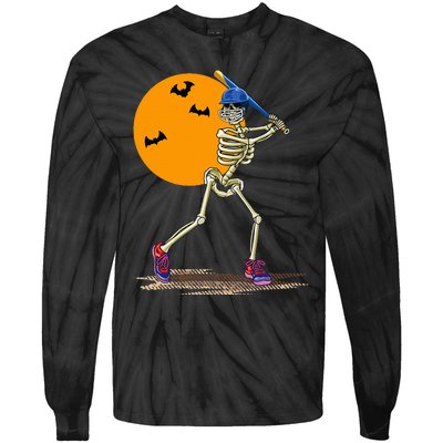 Baseball Skeleton Halloween Baseball Tie-Dye Long Sleeve Shirt