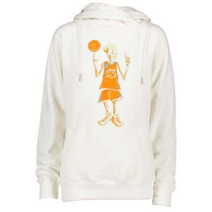 Basketball Skeleton Halloween Costume Funny Skull Womens Funnel Neck Pullover Hood