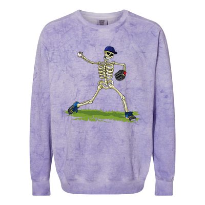 Baseball Skeleton Halloween Baseball Halloween Colorblast Crewneck Sweatshirt