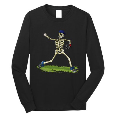 Baseball Skeleton Halloween Baseball Halloween Long Sleeve Shirt