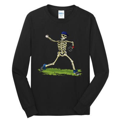 Baseball Skeleton Halloween Baseball Halloween Tall Long Sleeve T-Shirt