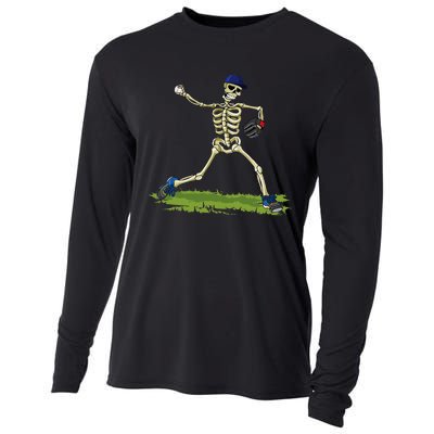 Baseball Skeleton Halloween Baseball Halloween Cooling Performance Long Sleeve Crew