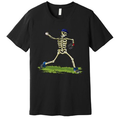 Baseball Skeleton Halloween Baseball Halloween Premium T-Shirt