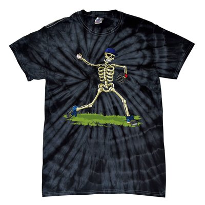 Baseball Skeleton Halloween Baseball Halloween Tie-Dye T-Shirt