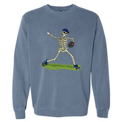 Baseball Skeleton Halloween Baseball Halloween Garment-Dyed Sweatshirt