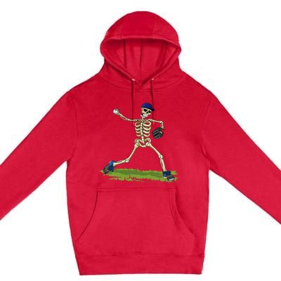 Baseball Skeleton Halloween Baseball Halloween Premium Pullover Hoodie