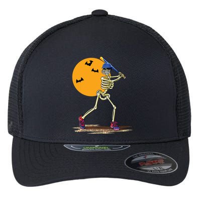 Baseball Skeleton Halloween Boy Baseball Halloween Flexfit Unipanel Trucker Cap