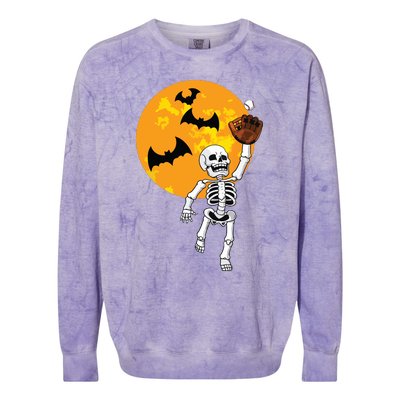 Baseball Skeleton Halloween Boy Baseball Halloween Colorblast Crewneck Sweatshirt