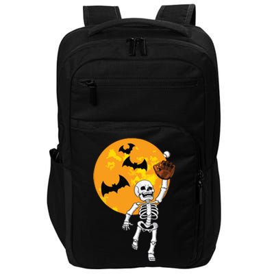 Baseball Skeleton Halloween Boy Baseball Halloween Impact Tech Backpack