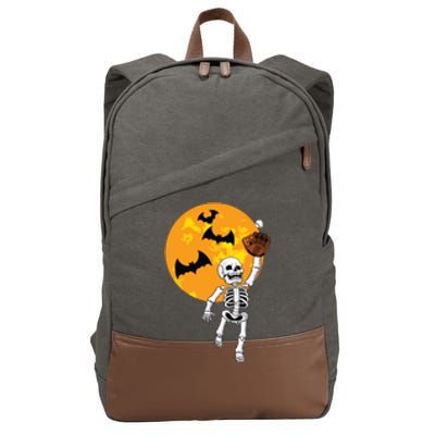 Baseball Skeleton Halloween Boy Baseball Halloween Cotton Canvas Backpack