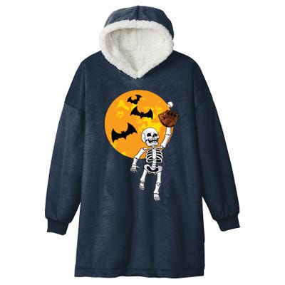 Baseball Skeleton Halloween Boy Baseball Halloween Hooded Wearable Blanket