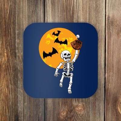 Baseball Skeleton Halloween Boy Baseball Halloween Coaster