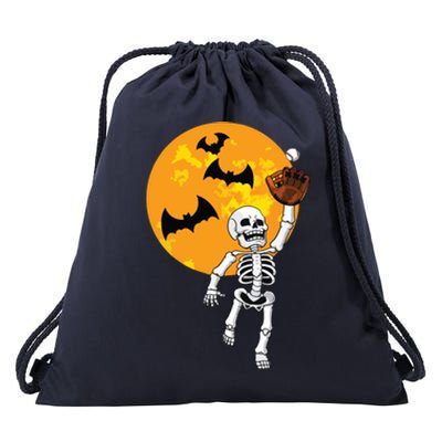 Baseball Skeleton Halloween Boy Baseball Halloween Drawstring Bag