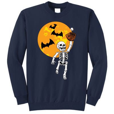 Baseball Skeleton Halloween Boy Baseball Halloween Tall Sweatshirt