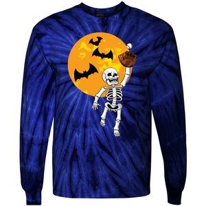 Baseball Skeleton Halloween Boy Baseball Halloween Tie-Dye Long Sleeve Shirt