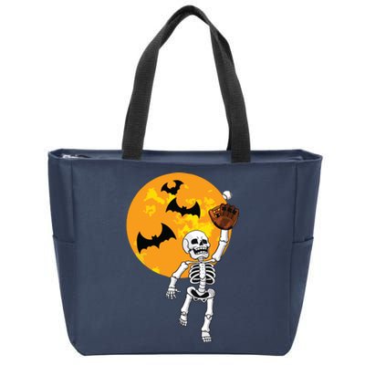 Baseball Skeleton Halloween Boy Baseball Halloween Zip Tote Bag