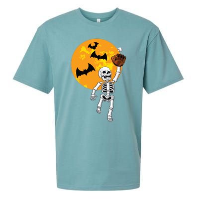 Baseball Skeleton Halloween Boy Baseball Halloween Sueded Cloud Jersey T-Shirt