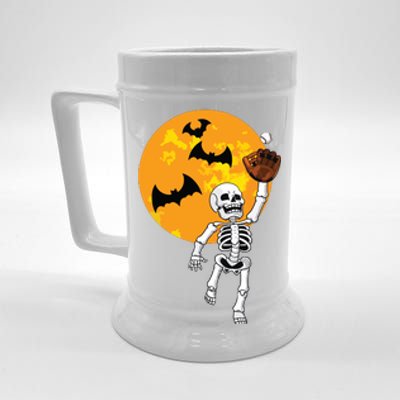 Baseball Skeleton Halloween Boy Baseball Halloween Beer Stein