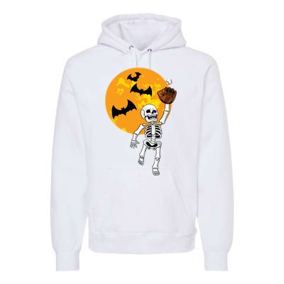 Baseball Skeleton Halloween Boy Baseball Halloween Premium Hoodie