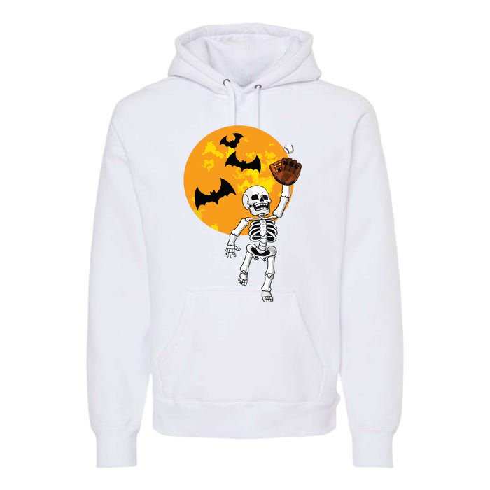 Baseball Skeleton Halloween Boy Baseball Halloween Premium Hoodie