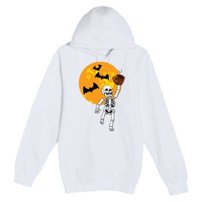 Baseball Skeleton Halloween Boy Baseball Halloween Premium Pullover Hoodie