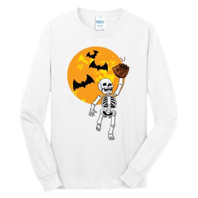 Baseball Skeleton Halloween Boy Baseball Halloween Tall Long Sleeve T-Shirt