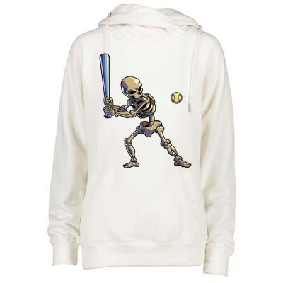 Baseball Skeleton Halloween Boy Baseball Halloween Womens Funnel Neck Pullover Hood