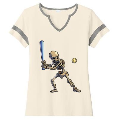 Baseball Skeleton Halloween Boy Baseball Halloween Ladies Halftime Notch Neck Tee