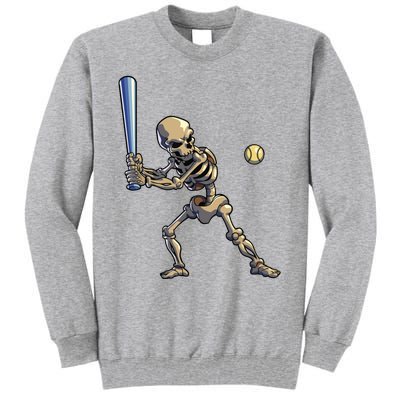 Baseball Skeleton Halloween Boy Baseball Halloween Tall Sweatshirt