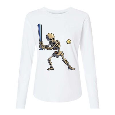 Baseball Skeleton Halloween Boy Baseball Halloween Womens Cotton Relaxed Long Sleeve T-Shirt