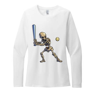 Baseball Skeleton Halloween Boy Baseball Halloween Womens CVC Long Sleeve Shirt