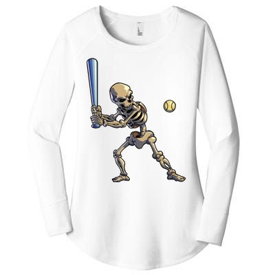 Baseball Skeleton Halloween Boy Baseball Halloween Women's Perfect Tri Tunic Long Sleeve Shirt