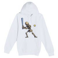 Baseball Skeleton Halloween Boy Baseball Halloween Premium Pullover Hoodie