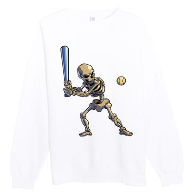 Baseball Skeleton Halloween Boy Baseball Halloween Premium Crewneck Sweatshirt