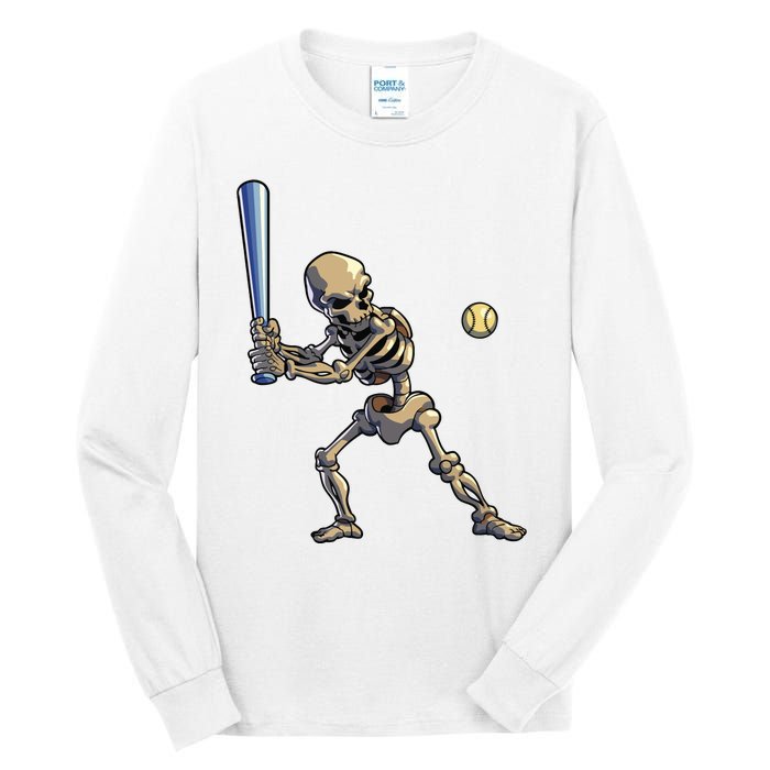 Baseball Skeleton Halloween Boy Baseball Halloween Tall Long Sleeve T-Shirt